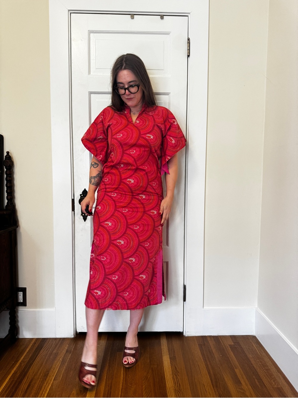 40s-50s Vintage Liberty House Hawaii Pink Kimono Style Dress Sz Sm - Picture 3 of 13